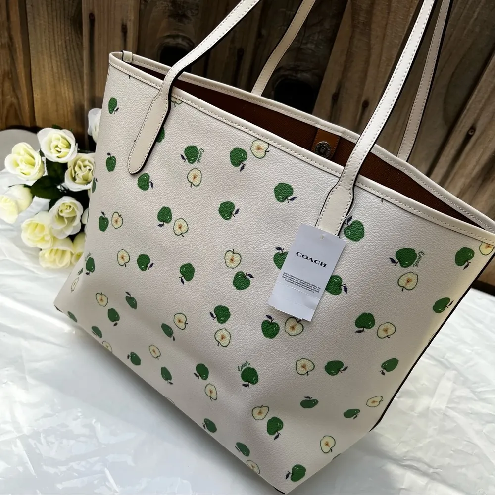 Coach City Tote With Apple Print - Image 5