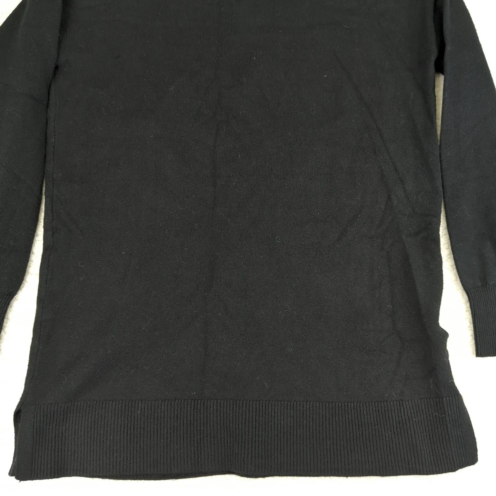 LOFT Button Shoulder‎ Tunic Sweater Black Crewneck Women's XS Cotton Stretch - Image 6