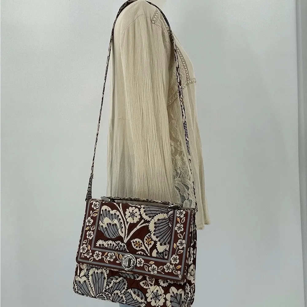 Vera Bradley Quilted Slate Blooms Julia Handbag Purse Briefcase - Image 3