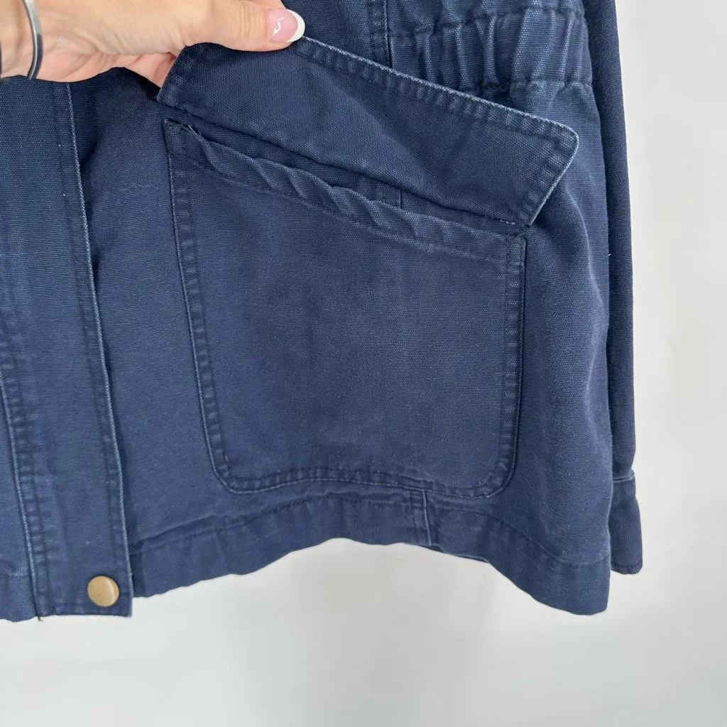 VTG Y2K Basic Editions Women's Barn Chore Canvas Navy Blue Jacket‎ Coat Size 1X - Image 4