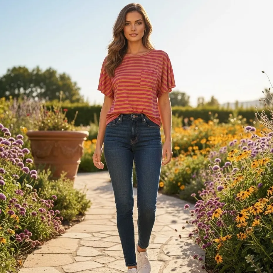 Kirra Striped Top Short Sleeve - Image 2