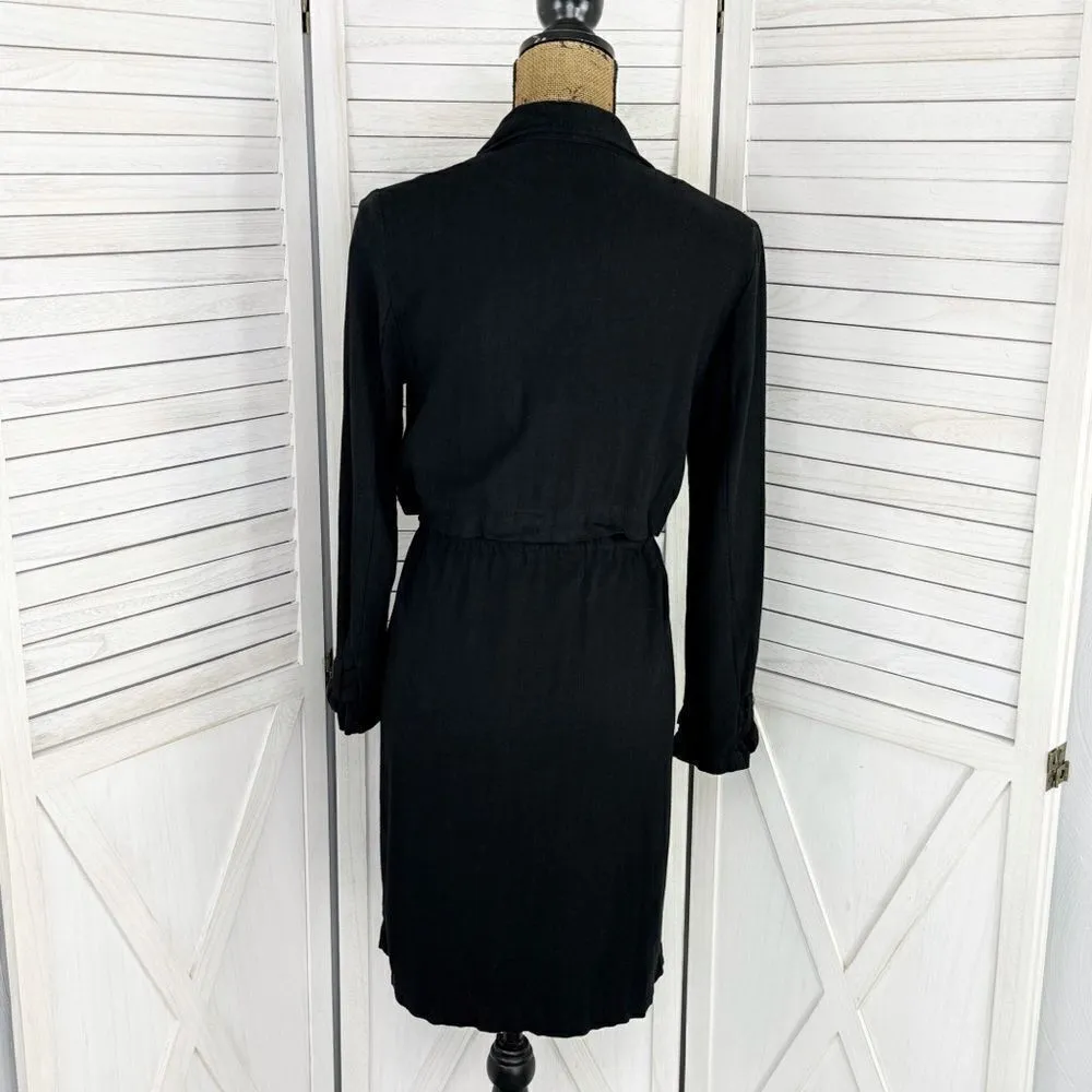 Elodie Waterfall Linen Blend Cardigan Topper Jacket Black XS Open - Image 5