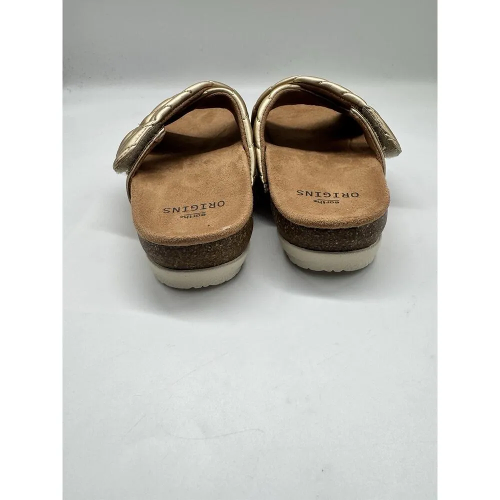 NWB Earth Origins Oceana Gold Quilted Slip On Strappy Sandals Women’s Size 6 - Image 6