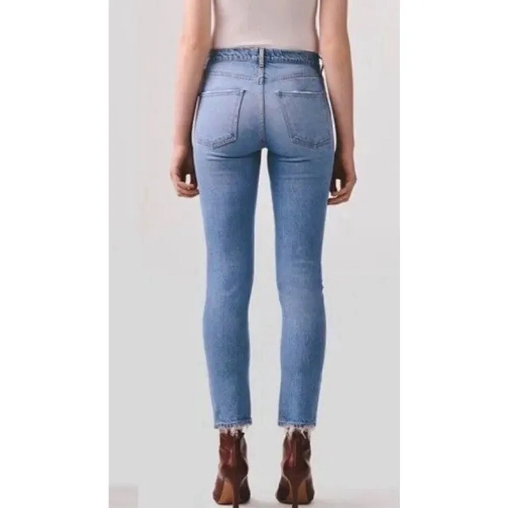 Agolde Jeans Womens 25 Toni Mid Rise Straight Leg Swerve Two Tone Racer Stripe - Image 2