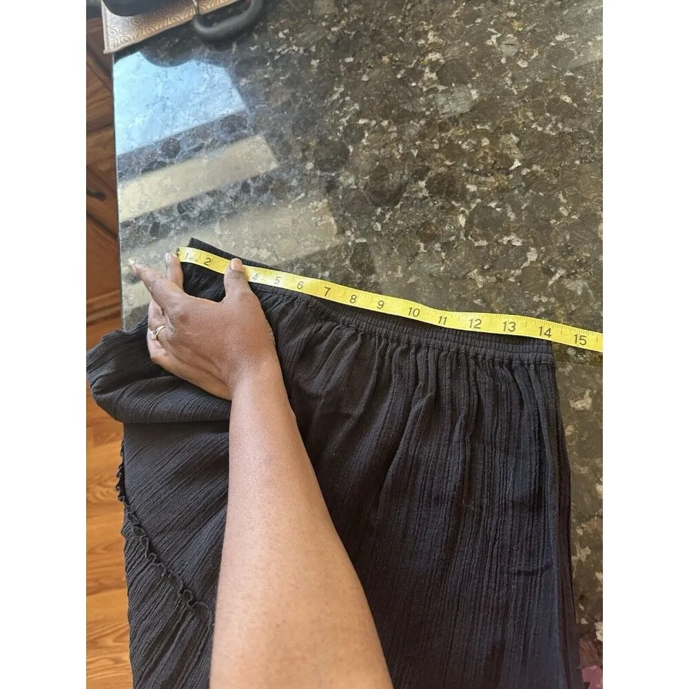 Two Twenty Collection Tiered Midi Skirt Fairy Pull On A Line Size M 100% Cotton Black Size M - Image 7