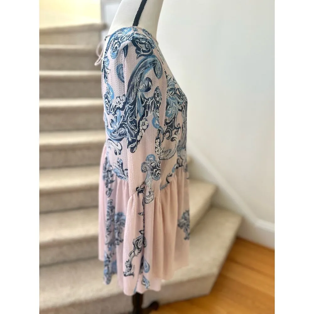 Intimately Free People Symphony Sheer Swing Blue Pink & Blue Floral Slip Dress Size XS - Image 3