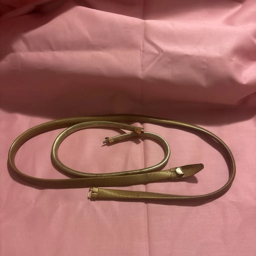 Vintage Stretch Snake Belt and Necklace Set Gold - Image 8