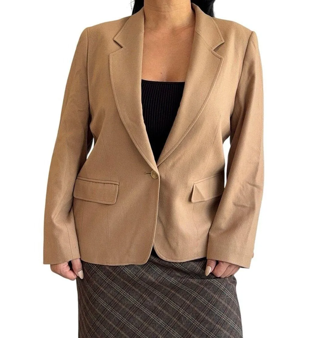 Vintage Pendleton Blazer Women’s L Virgin Wool Camel Brown Made in USA preppy - Image 2