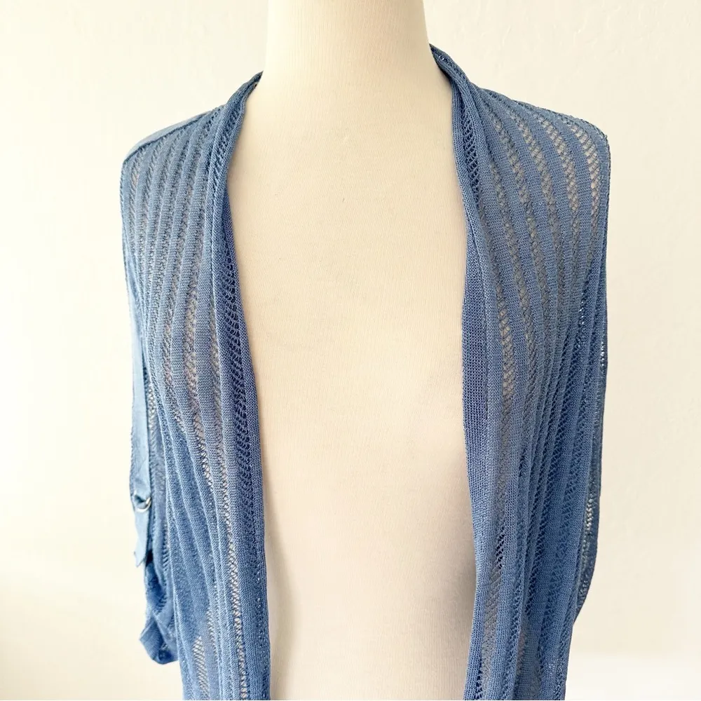 Nic+Zoe Sheer Nights Blue Linen Blend Cardigan NWT | Medium - Image 3