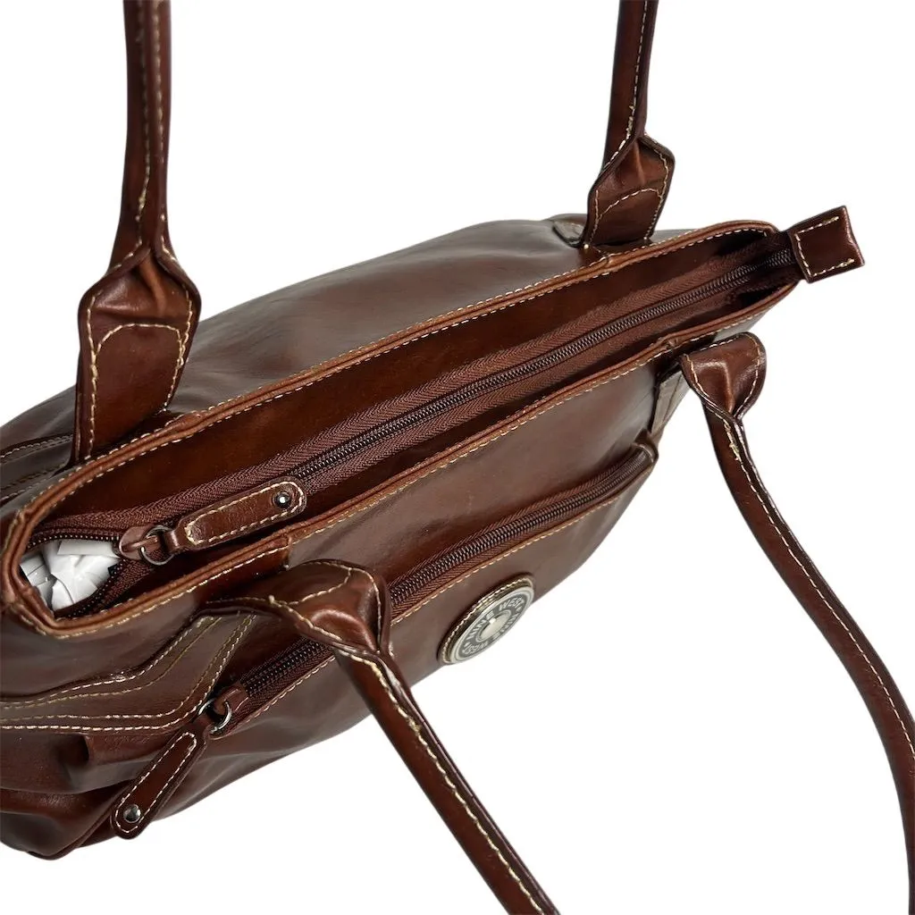 Nine West Women's Brown Leather Shoulder Bag with Zip Closure - Image 9