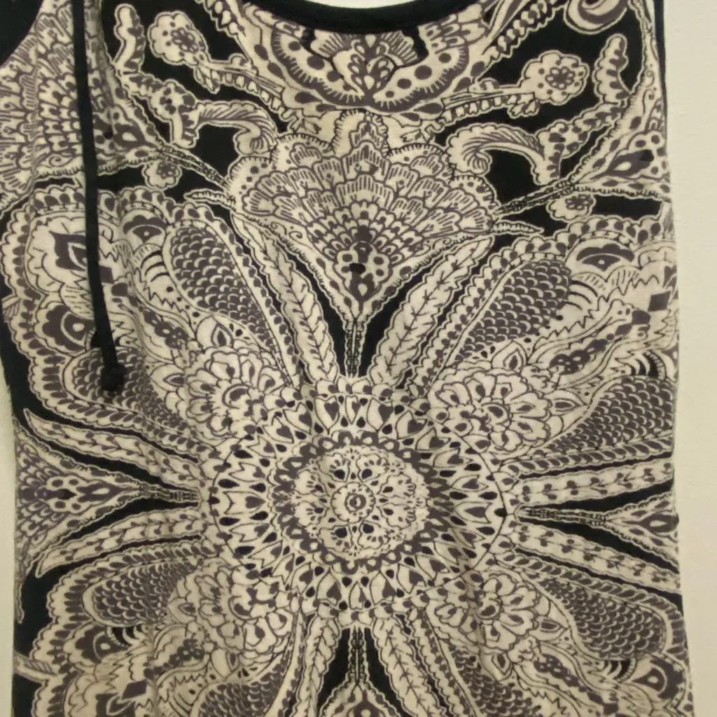 Billabong Womens Maxi Tank Dress M Medium Black & Cream Ivory Boho Bohemian - Image 3