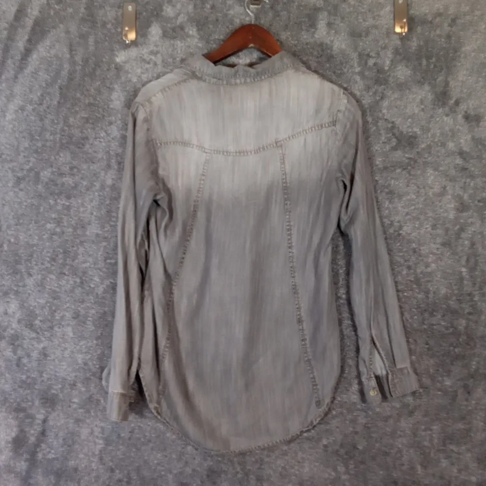 Anthropology Cloth N Stone Womens Gray Button Up Shirt  Tencell Womens Xs - Image 4