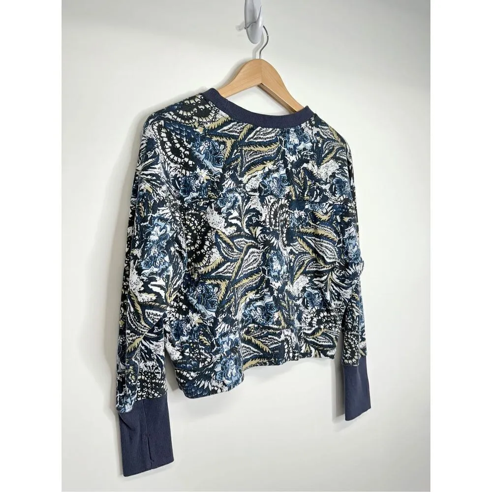 Joie Blue Paisley‎ Shirt Womens Long Sleeve Crew Neck Floral Print Size Medium - Image 2