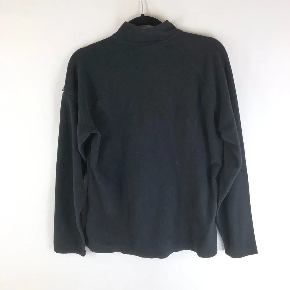 LL Bean Womens Pullover Sweater Half-Zip Fleece Long Sleeve Mock Neck Black M - Image 2