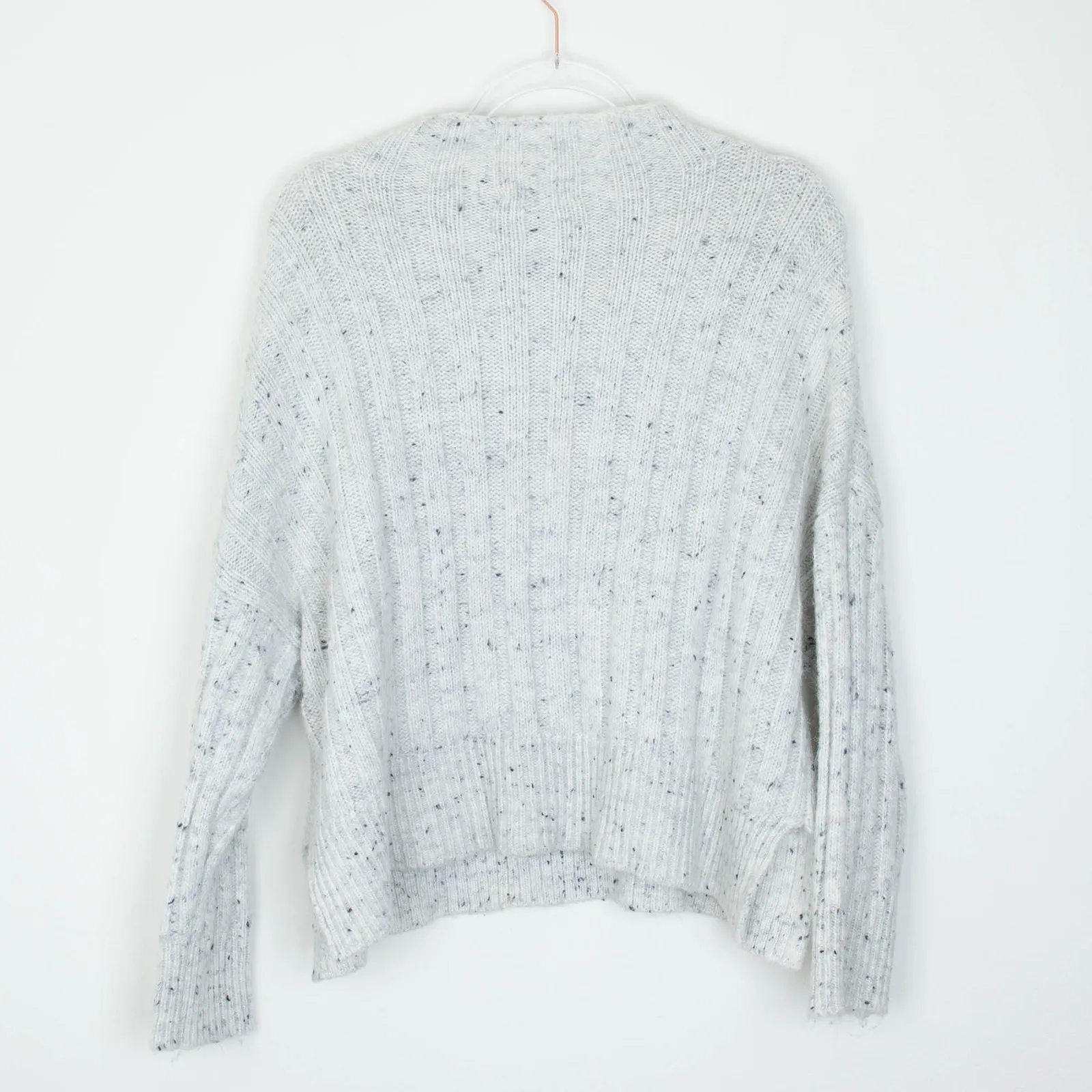 MNG Mango Womens Speckled Mock Neck Knit Sweater Size M White Cabincore Cozy - Image 5