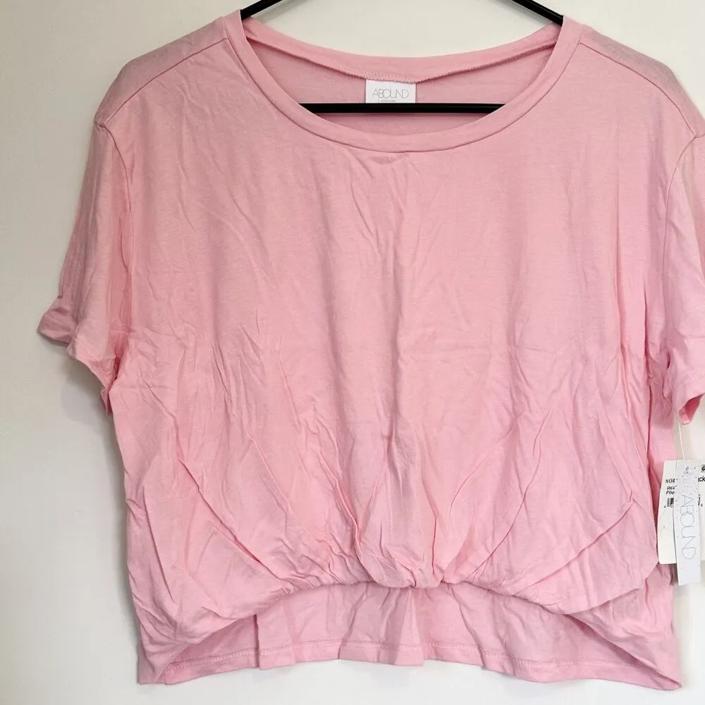 NWT Abound Pink Rolled Hem Short Sleeve Crop Top - Size: Large - Image 6