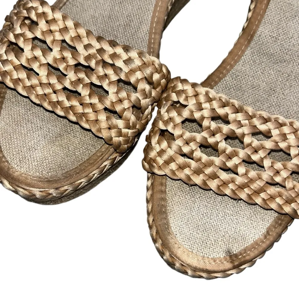 Tory Burch Solemar Basket Weave Espadrille Platform Wedge Sandals size 8.5 - Image 8