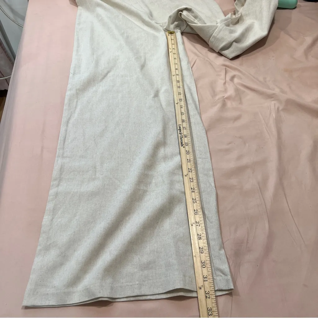 Faeriesty Wide Leg High‎ Rise Beige Linen Blend Side Zip Pants Size 2X Tan - Image 14