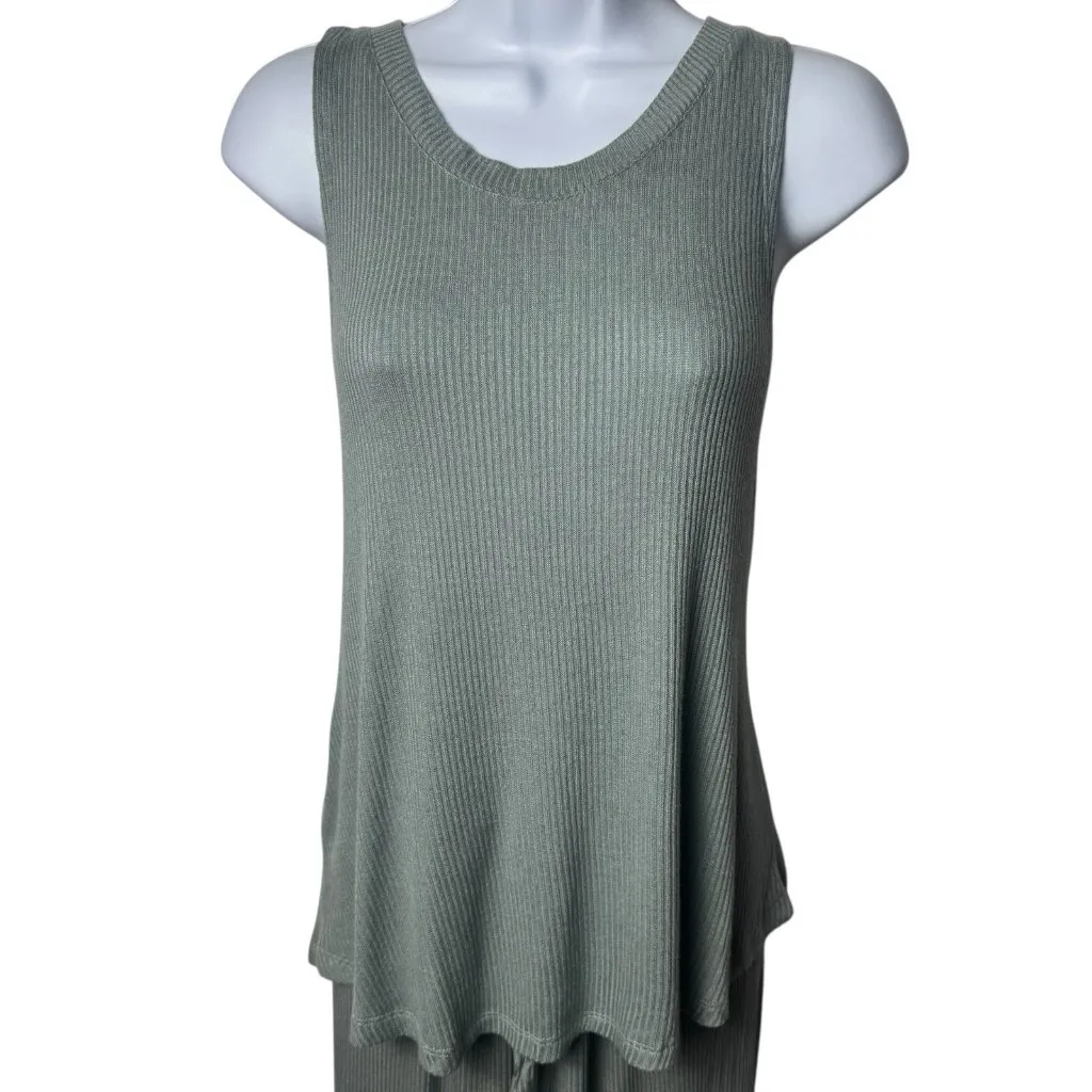 Eberjey Elon Muscle Tank and Jogger Set Sage Green Sleepwear Cozy Holiday S - Image 3