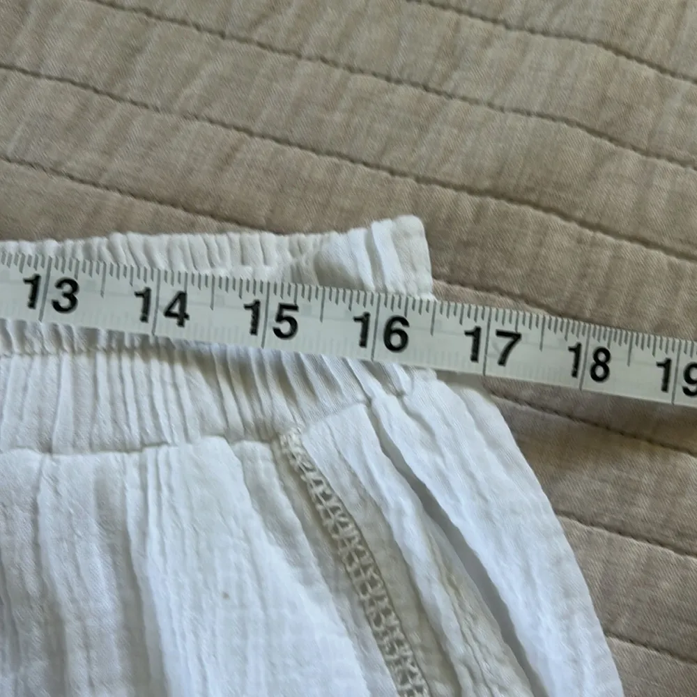 Japna 100% gauze cotton white boho pull on elastic waist wide leg pants XL​​ - Image 9