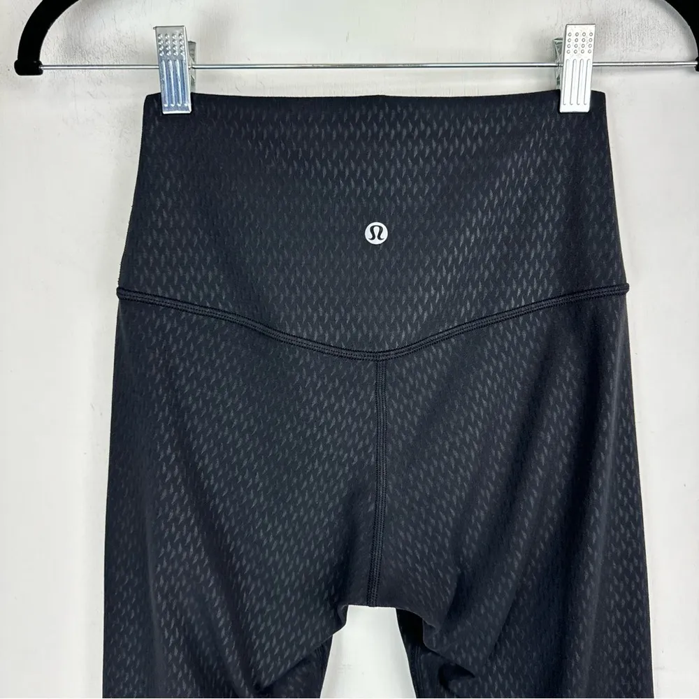 Lululemon Align Crop High Rise Black Leggings Sz 4 Diverge Emboss Nulu - Image 11