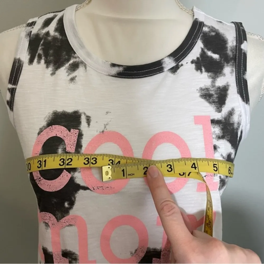 NWT Black White Cool Mom Tie Dye Ink Spot Muscle Tee Tank Top New - Image 5