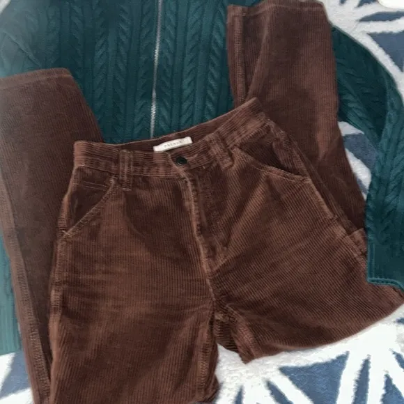 PacSun Women’s High-Rise Rustic Brown Corduroy Carpenter Pants - Image 2