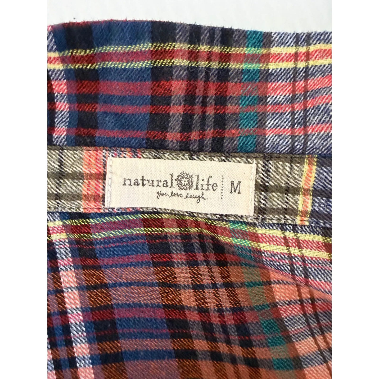 Natural Life Rebecca Plaid Tiered Maxi Dress Shirt Collar Short Sleeve Women's M - Image 5