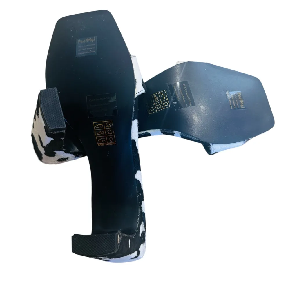 Song of Style REVOLE cow hair leather heeled mules 8.5 NEW Black - Image 4