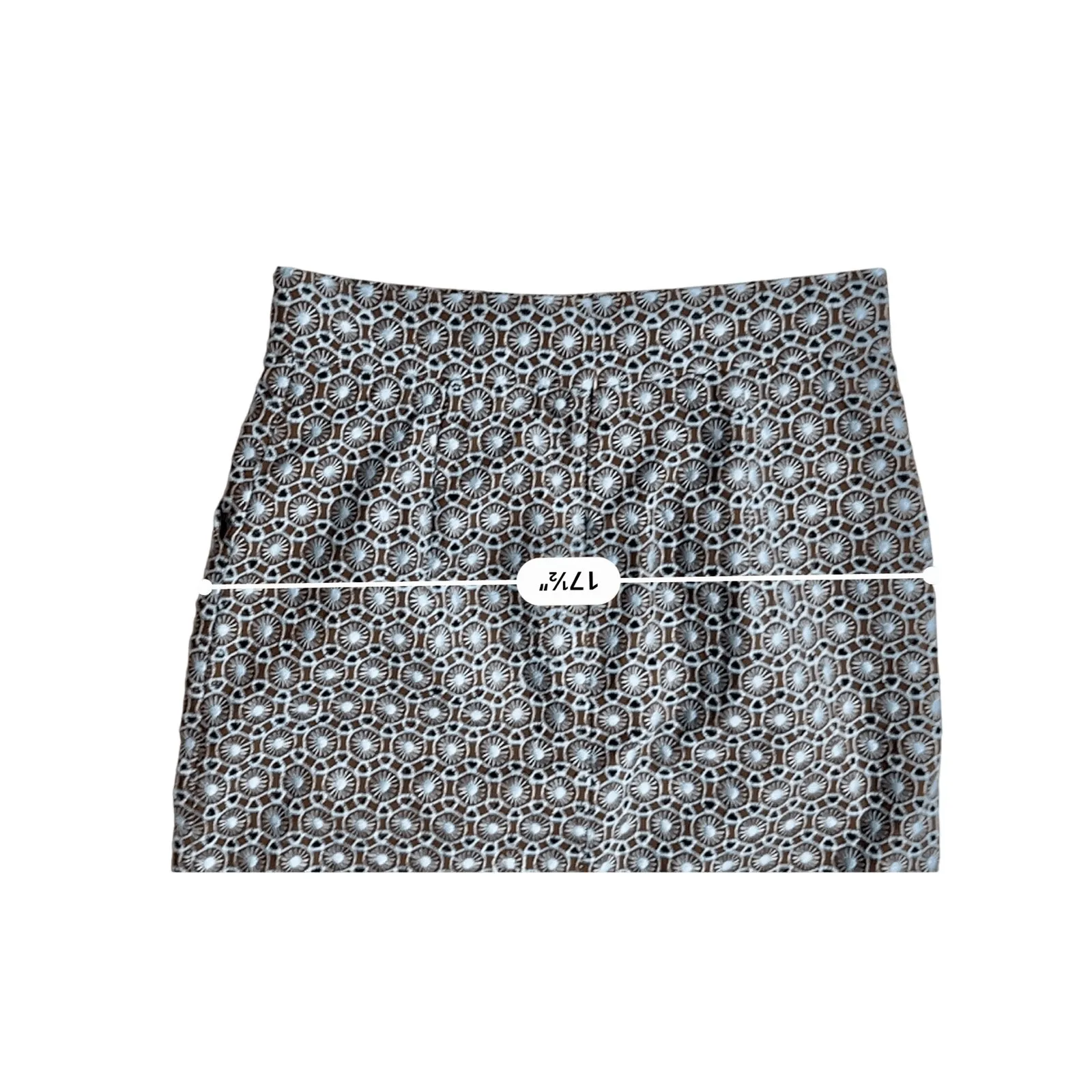 Antonio Melani Brown Blue Eyelet Scallop Hem Straight Pencil Skirt sz‎ 6 - Image 5