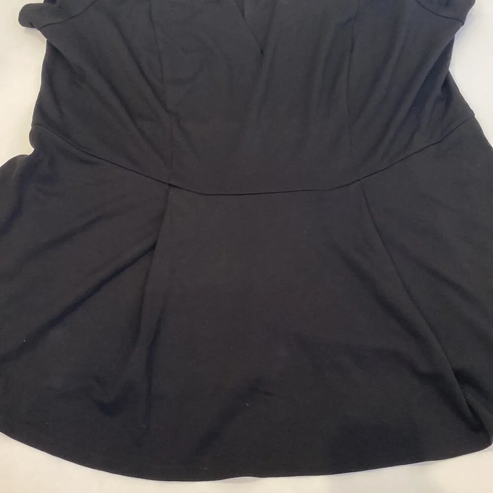 Lane Bryant Short Sleeve Blk Off Shoulder Peplum Pleat Top Stretch NWT Sz 18/20 - Image 2