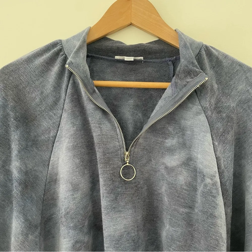 Abound Women's Tie Dye Half Zip Long Sleeve Cropped Sweatshirts Blue Size L, NWT - Image 7