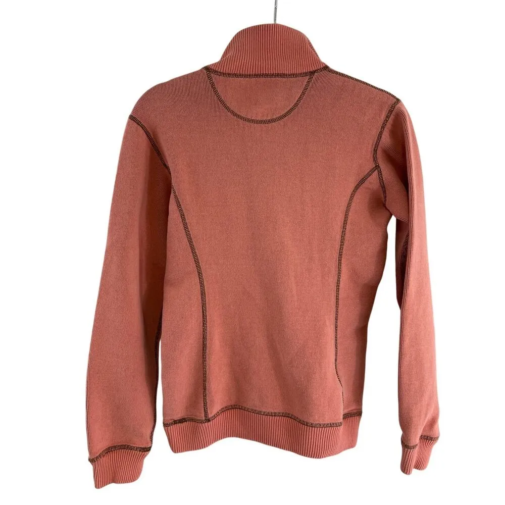 Tommy Bahama Pink/Brown Thick Contrasting Stitch Quarter Zip Pullover Size XS(2) - Image 5