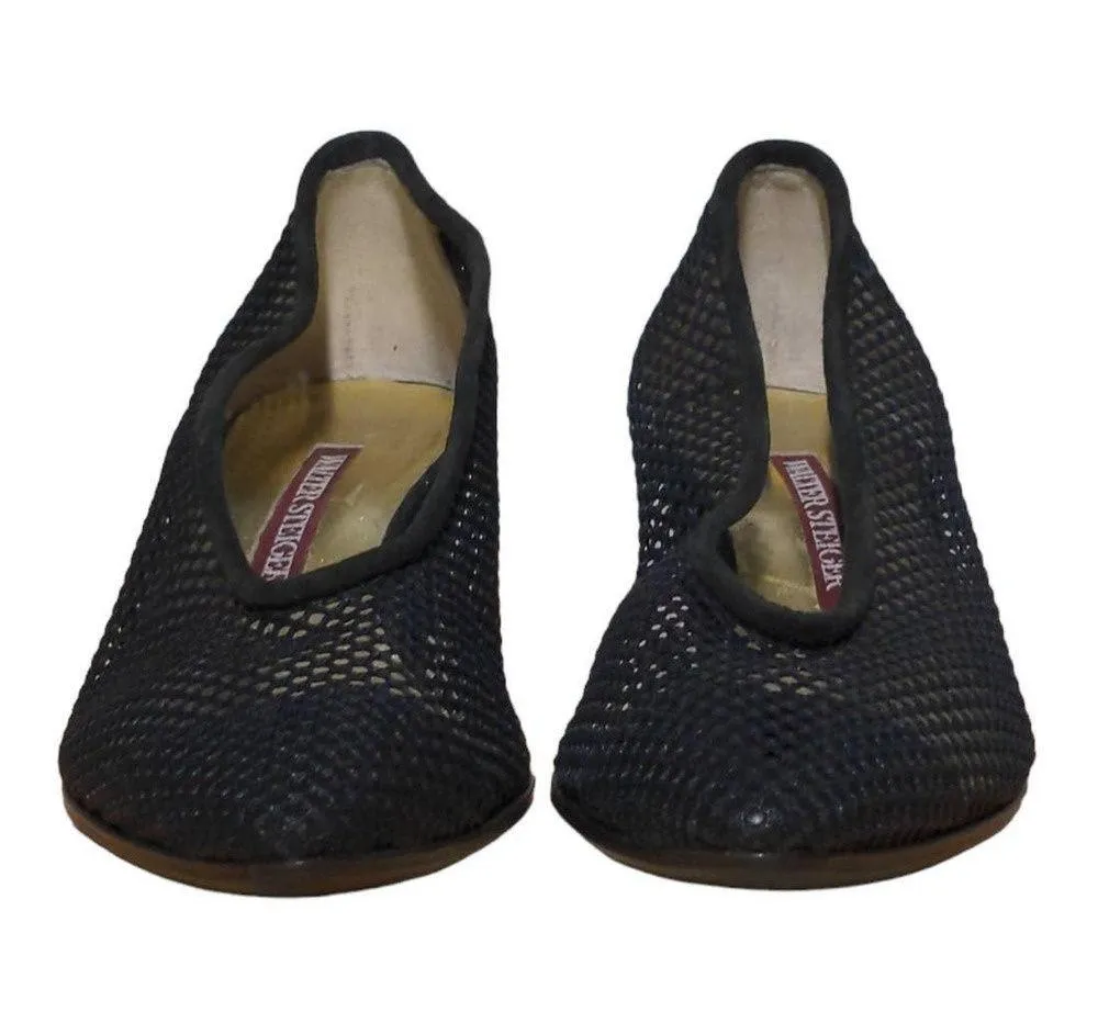 Walter Steiger Womens Classic Pump Heel Black Mesh Mid Almond Toe 7 B - Image 5