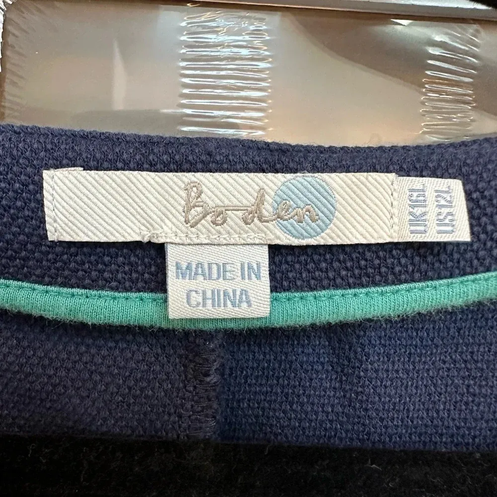 Boden Textured Ponte Knit Dress Dark Navy 3/4 Sleeve Wide Waist Band Size 12L US Blue - Image 3