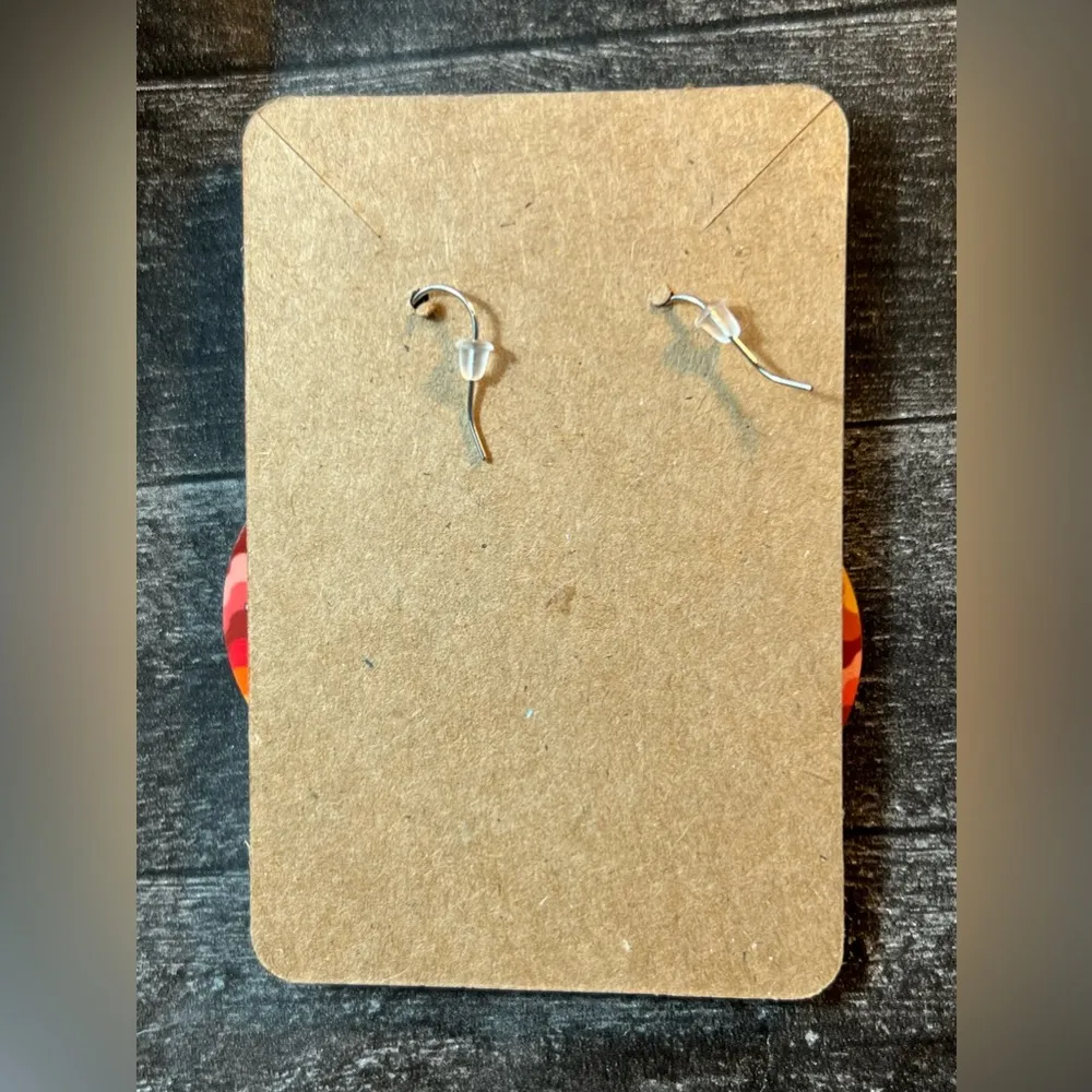 Multicolored Melting Round Dangle Pierced Earrings New - Image 2