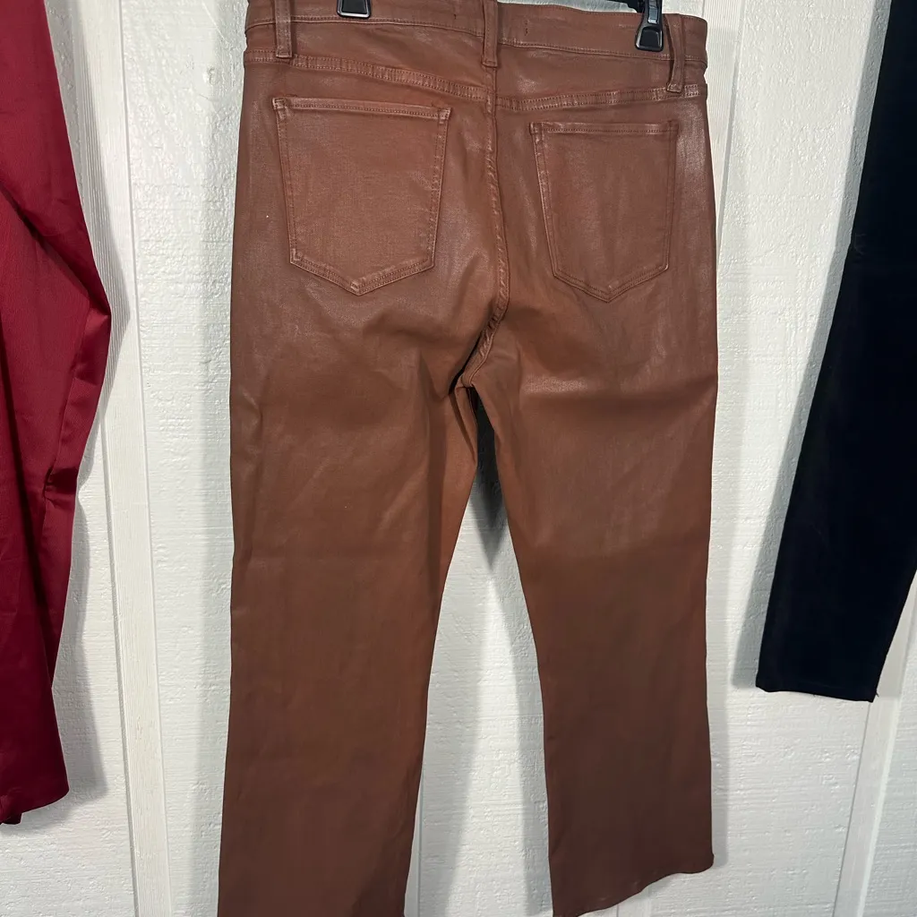 Joes Jeans THE CALLIE Bootcut Coated Leather  Brown Size 34 NWOT - Image 8