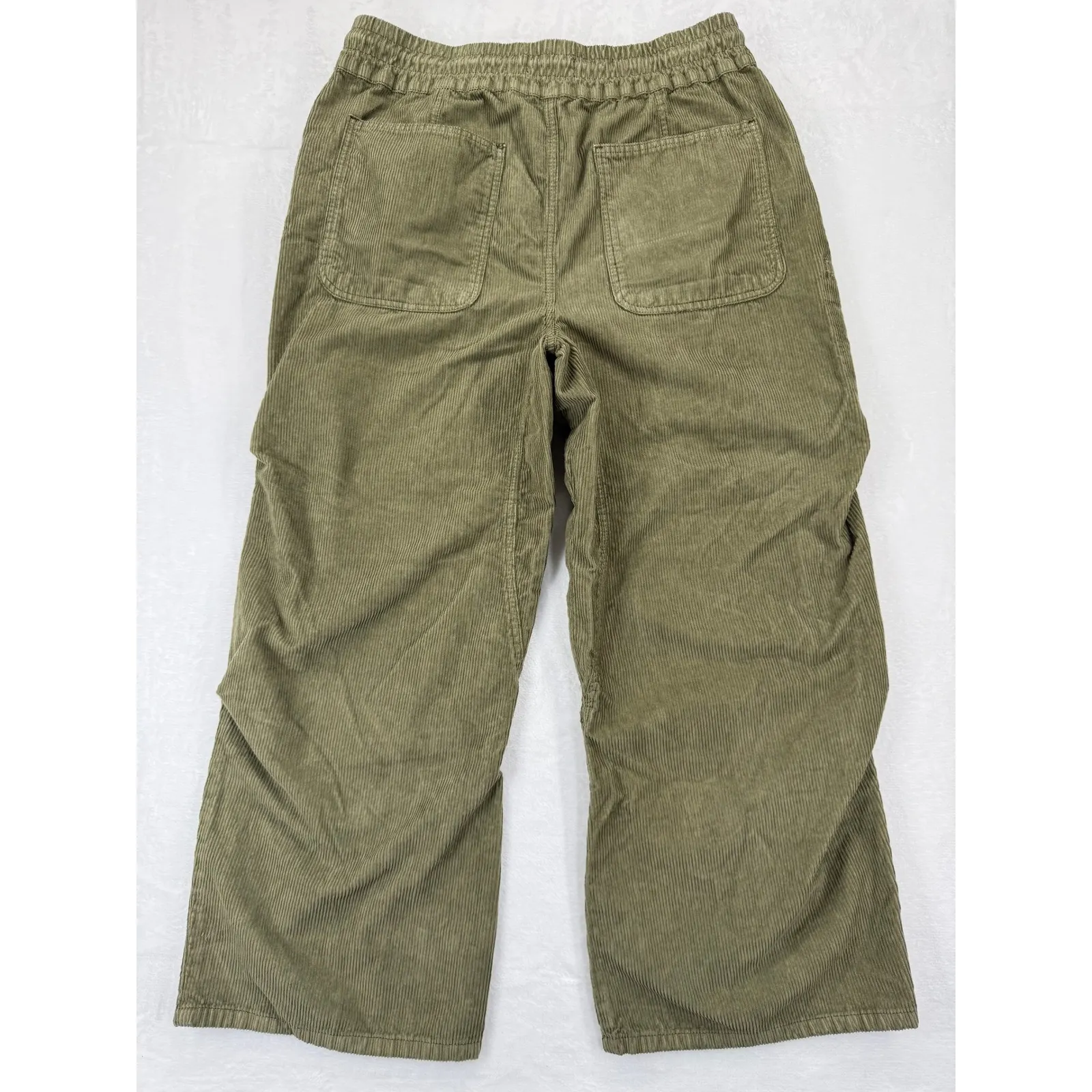 WE THE FREE Tahiti Corduroy Cargo Pants Olive Green Elastic Waist Drawstring XL - Image 9