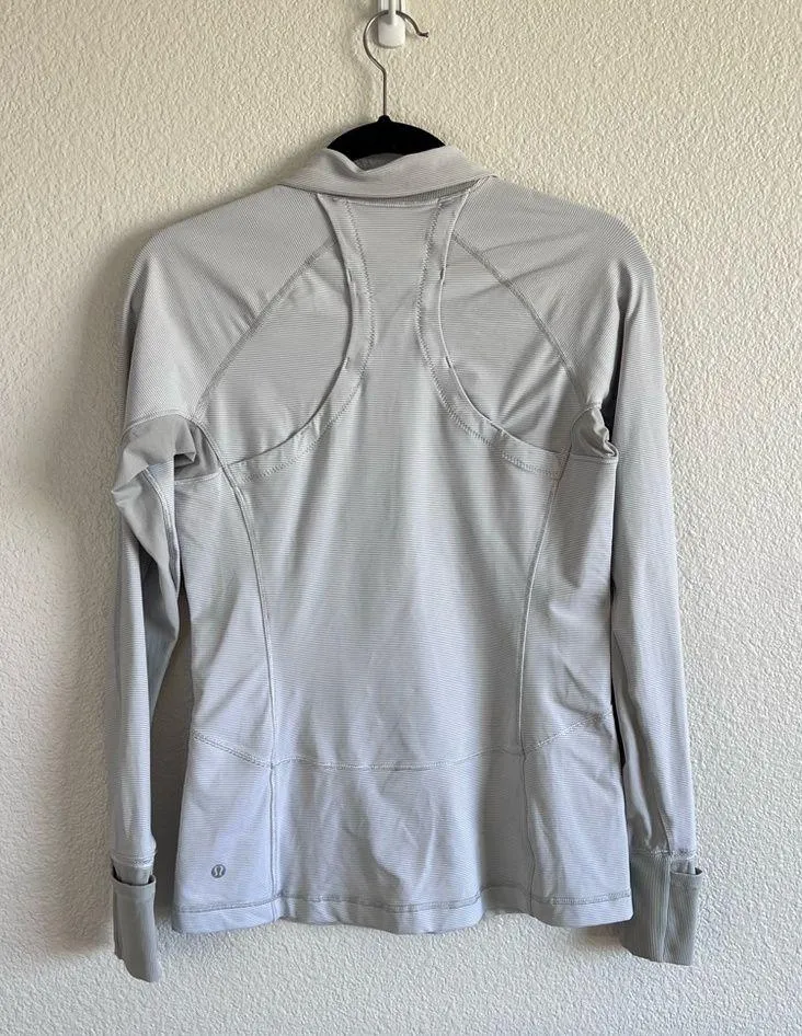 Lululemon Race With Grace 1/2 Zip II Wee Stripe White Silver Spoon - Image 9