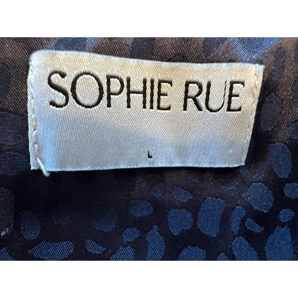 Sophie Rue Blue Satin Leopard Print Mini Dress Size Large - Image 7
