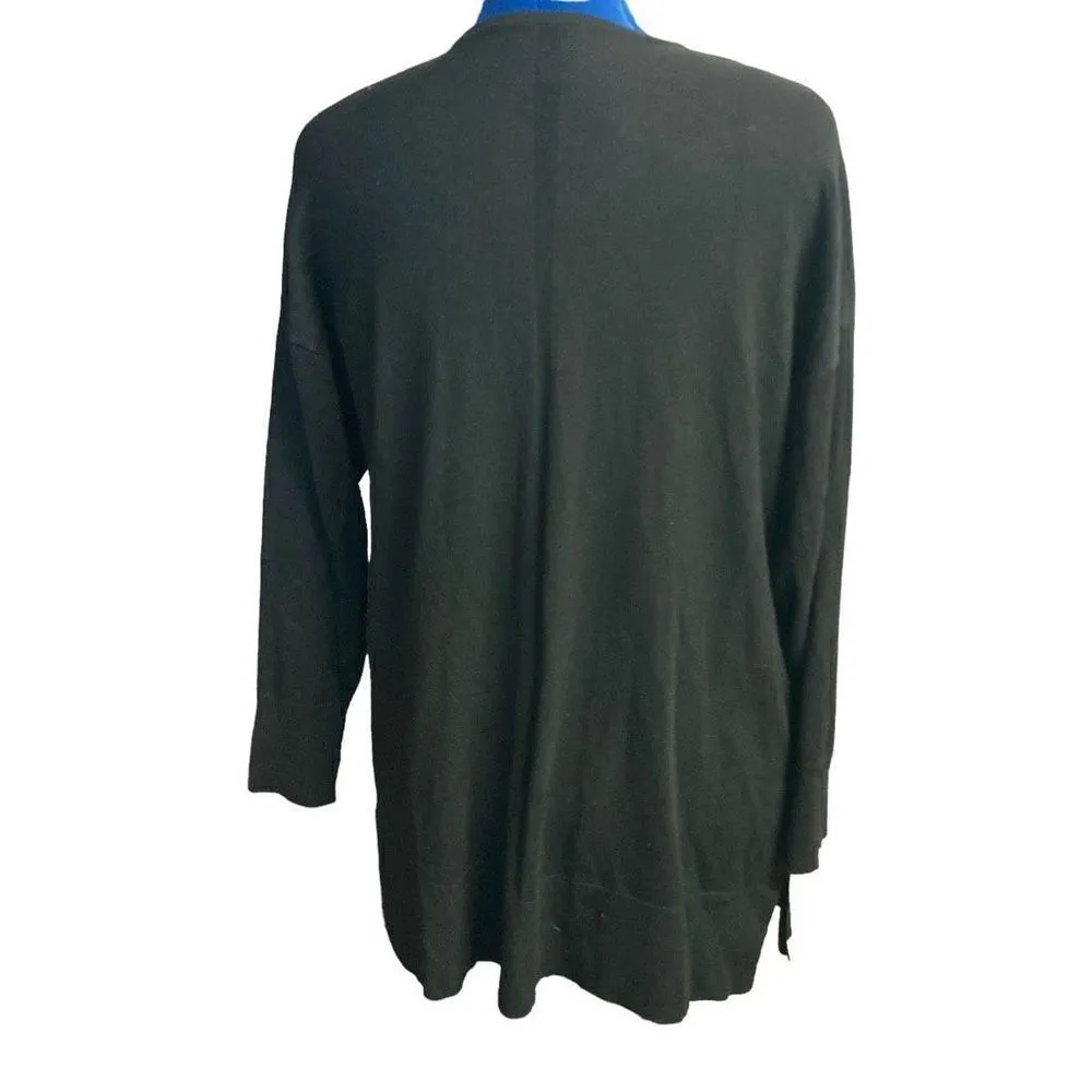 Terra & Sky Women's Black Long Sleeve Open Cardigan Sweater Size 14 - Image 3