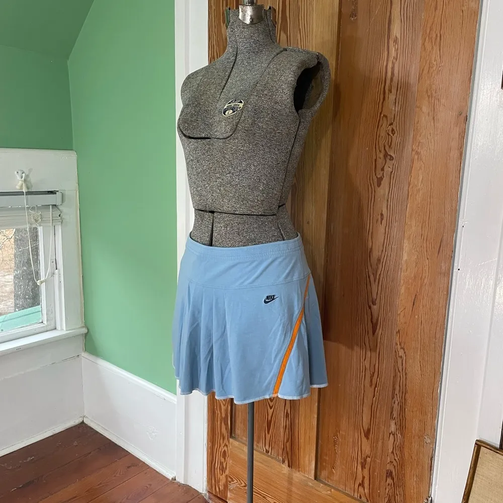 Nike Dri-Fit Baby Blue & Orange Pleated Tennis Skirt - Size Medium - Image 8