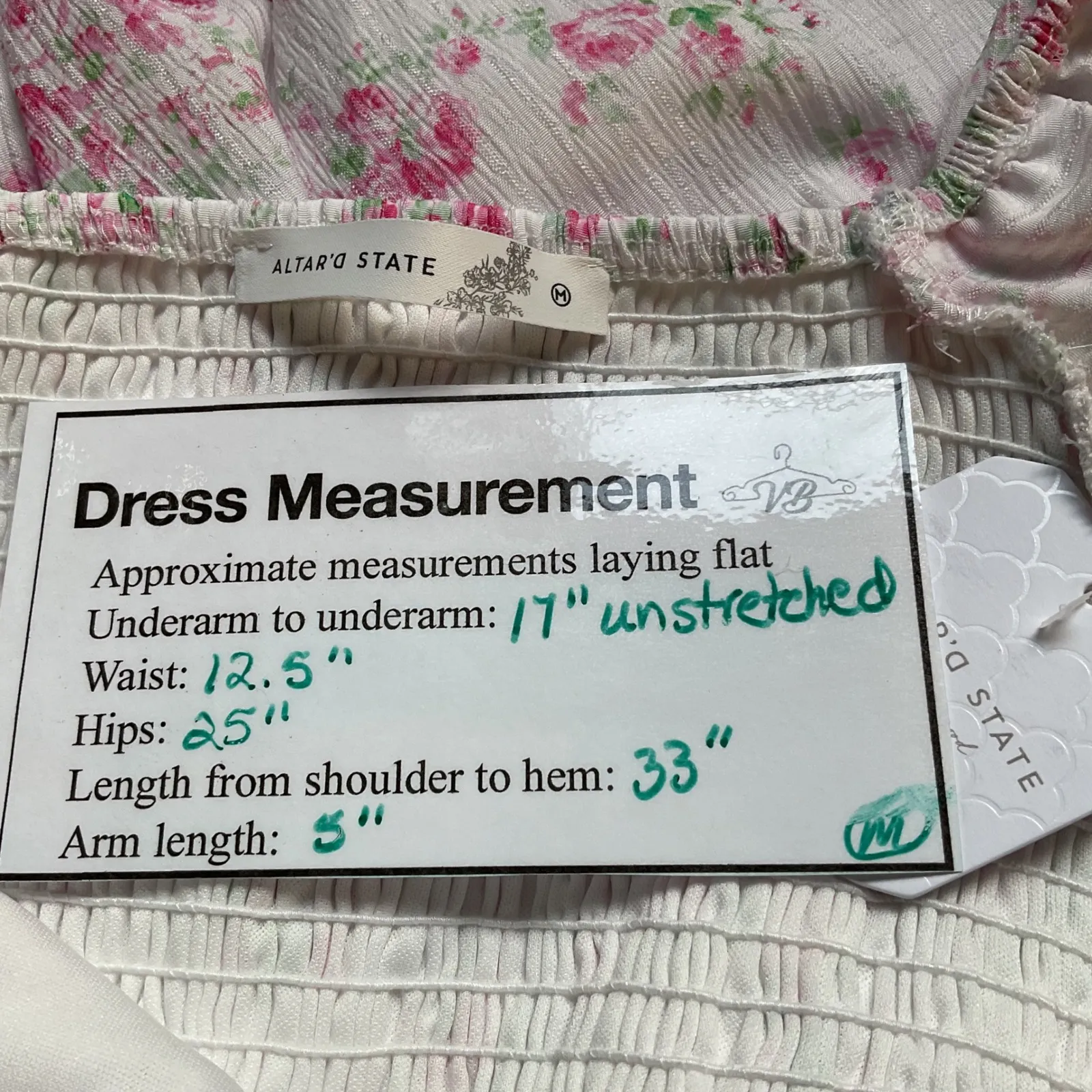 Altar'd State Raquel Mini Dress Size Medium White Pink Cottagecore Floral NWT‎ - Image 8