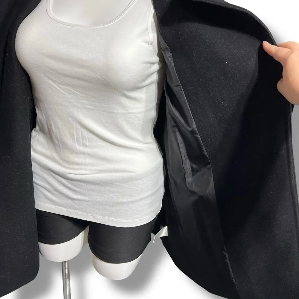 Express Womens Wool Blend Jacket Belted Asymmetrical Zip Trench Coat Black XL - Image 9