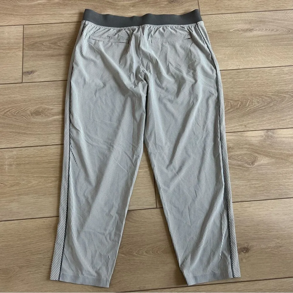 Athleta Brooklyn Textured Ankle Pant City Stripe Black/Sea Grey Size 14P - Image 12