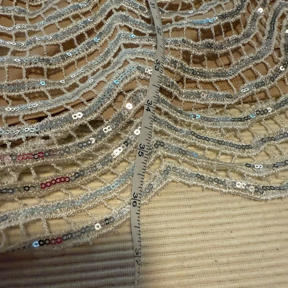 Lulus  XL Champagne Sequin Beaded Open Back Mini Dress - Image 6