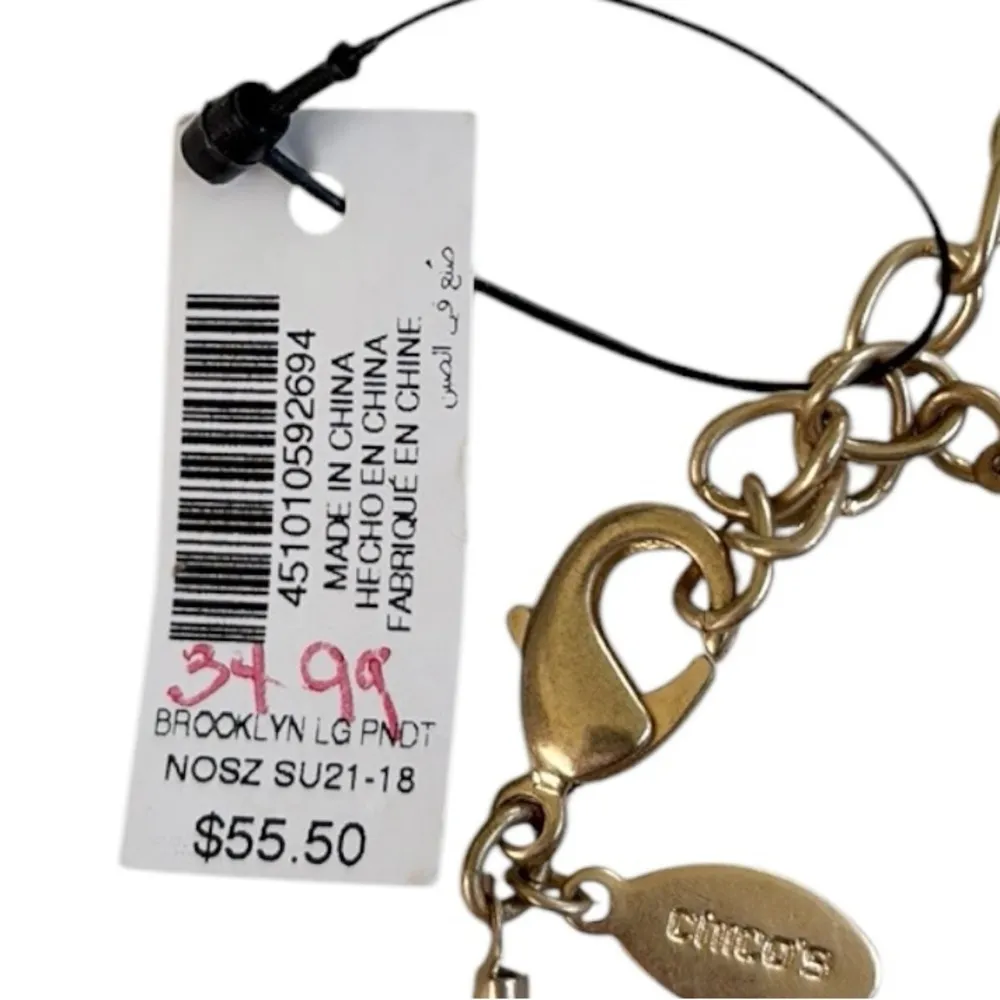 NWT Chico’s Leather Beaded Tassle Necklace Tan Gold Pink - Image 6