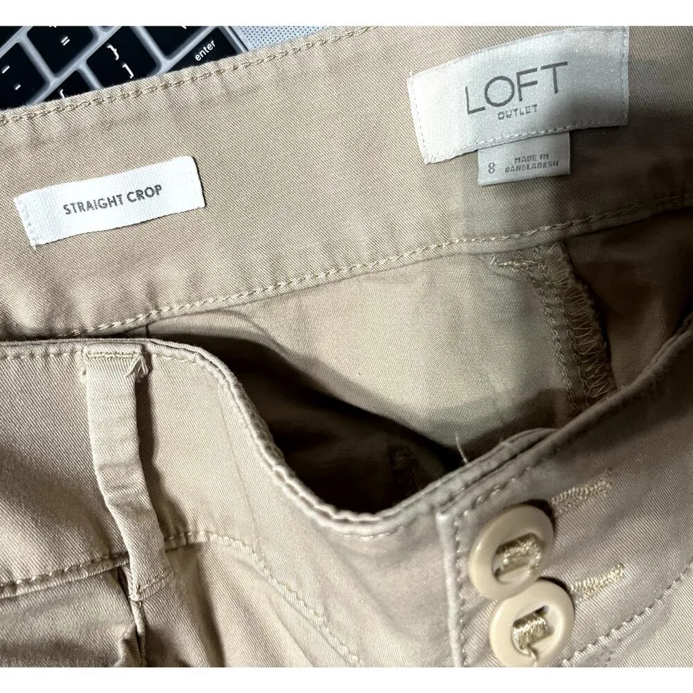 Ann Taylor Loft Khaki Crop pants women's sz 8 beige ankle chinos stretch - Image 6