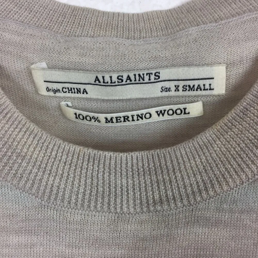 All Saints Elton Cream Merino Wool Sweater XS Cut Out Shoulder Lightweight - Image 5