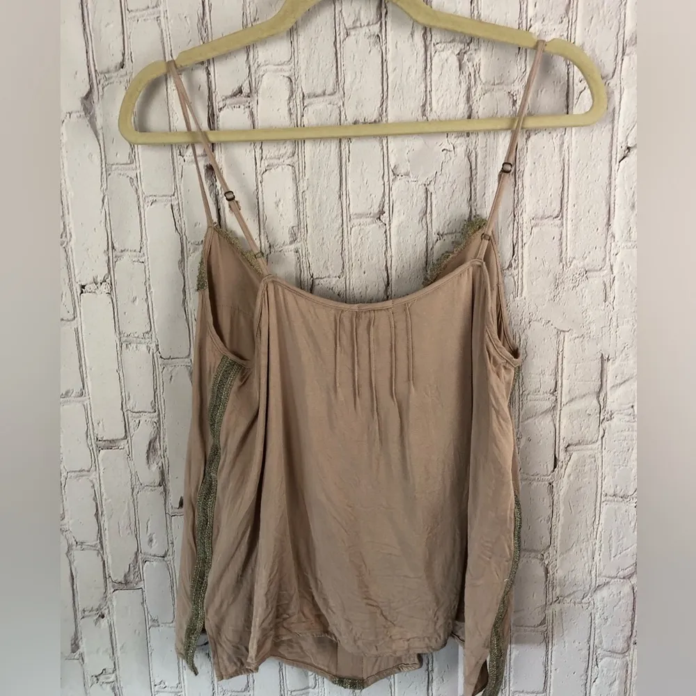 Tiny pink and gold camisole blouse tank top size L - Image 3